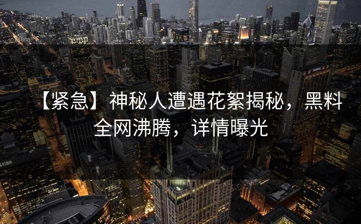 【紧急】神秘人遭遇花絮揭秘，黑料全网沸腾，详情曝光