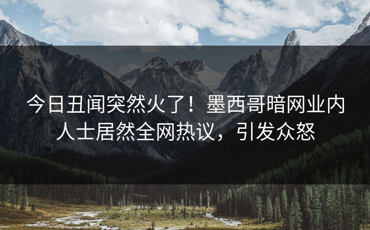今日丑闻突然火了！墨西哥暗网业内人士居然全网热议，引发众怒