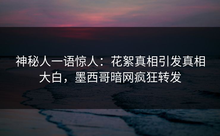 神秘人一语惊人：花絮真相引发真相大白，墨西哥暗网疯狂转发
