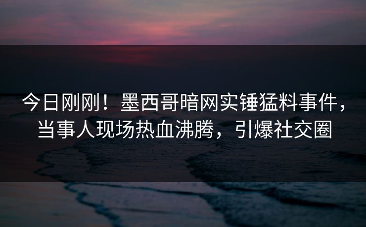 今日刚刚！墨西哥暗网实锤猛料事件，当事人现场热血沸腾，引爆社交圈