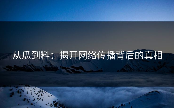 从瓜到料：揭开网络传播背后的真相